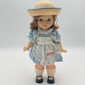 Vintage Little Debbie Snack Cakes Promotional Vinyl Doll Gingham Dress Straw Hat